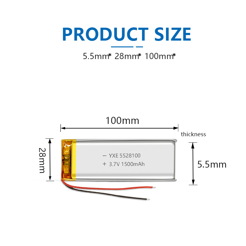 3.7 V Li-ion Battery 5528100-1500mah